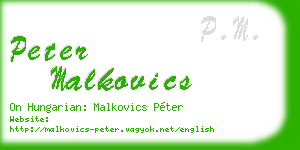 peter malkovics business card