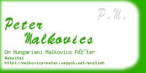 peter malkovics business card